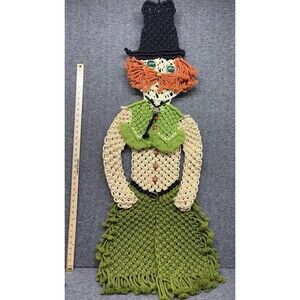 MINT Vintage  Large 70s Hand Made Woven  Macrame Cowboy  Wall Hanging  BOHO